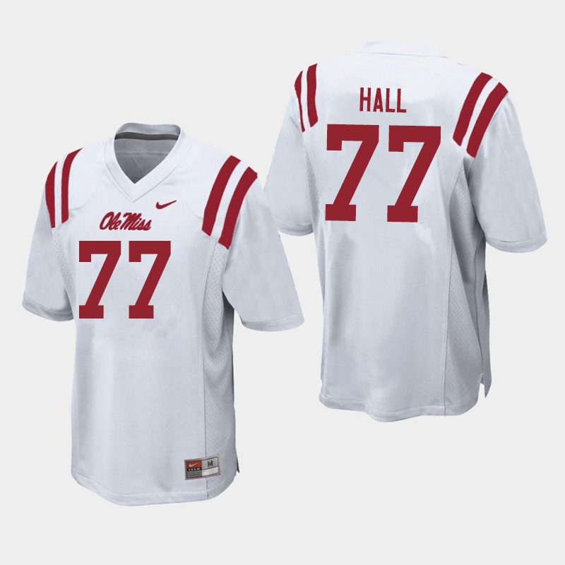 Men #77 Hamilton Hall Ole Miss Rebels College Football Jerseys Sale-White